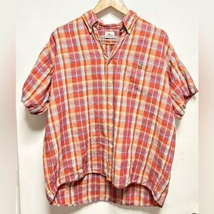 Lacoste Men's Vibrant Plaid Button Down Shirt Size L